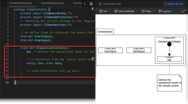 SysML Guide: State Transitions | SysML v2 Studio